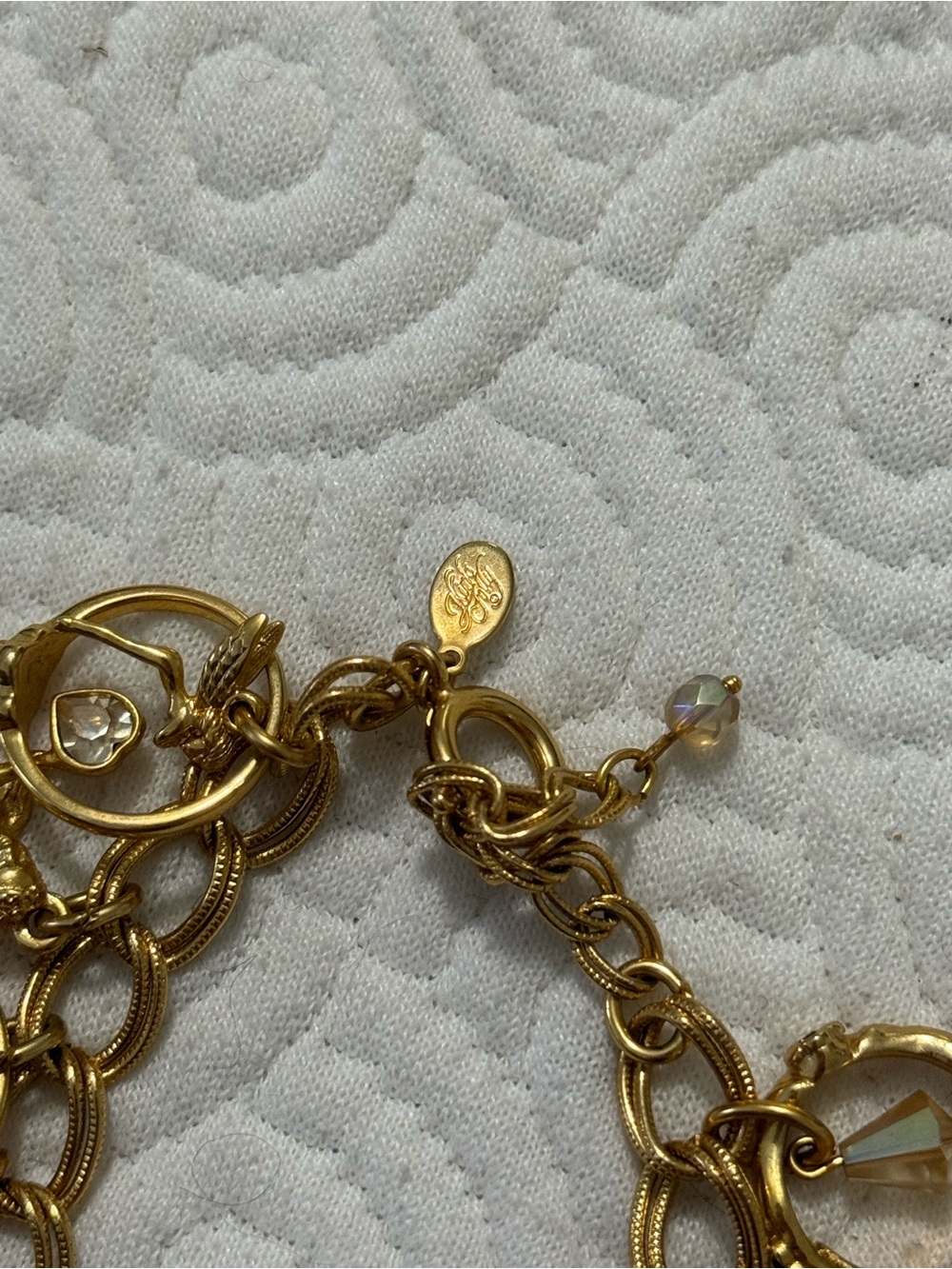 Kirks Folly Vintage Secret Of The Seven Angels Golden Rings Charm Bracelet - Picture 5 of 7